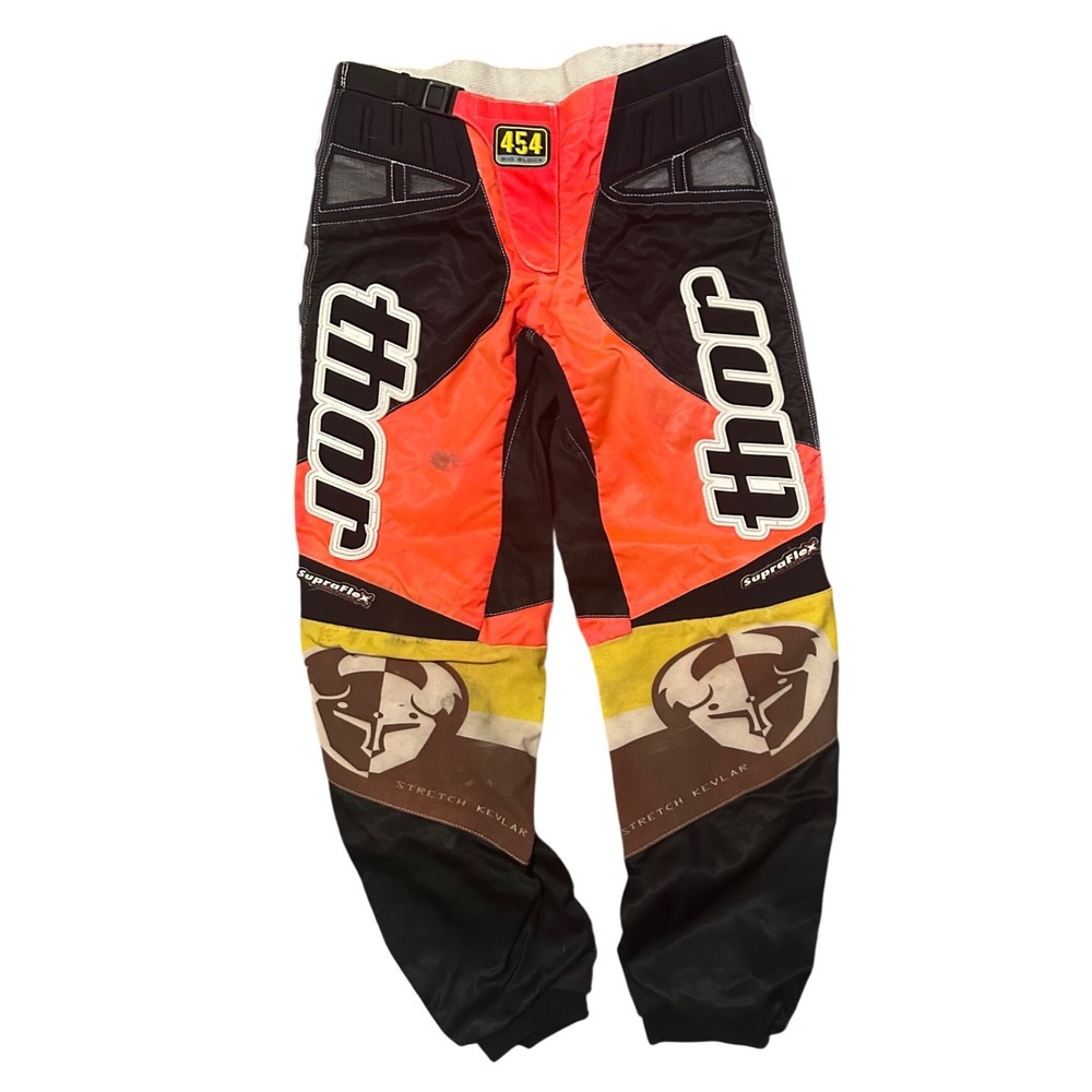 Vintage Thor 454 Big Block Motocross Racing Pants Orange Black Size 34 Kevlar